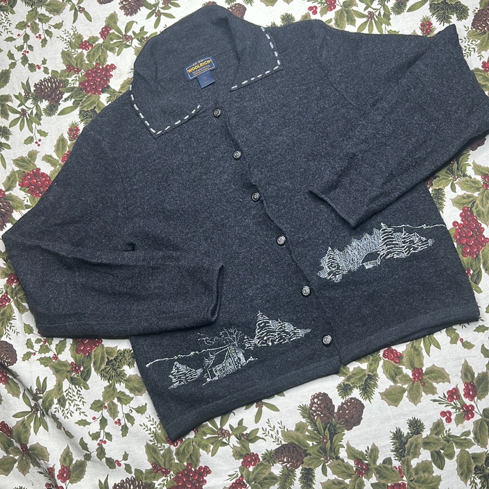 Woolrich Button Up Jacket With Embroidered Villag… - image 1